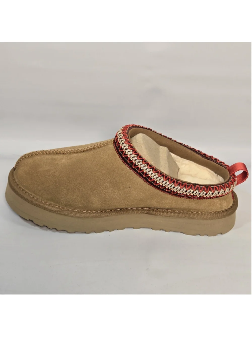 UGG Tazz Slippers Big Kids 4 Brown Clogs Suede Cozy Slip On Shoes NIB $100